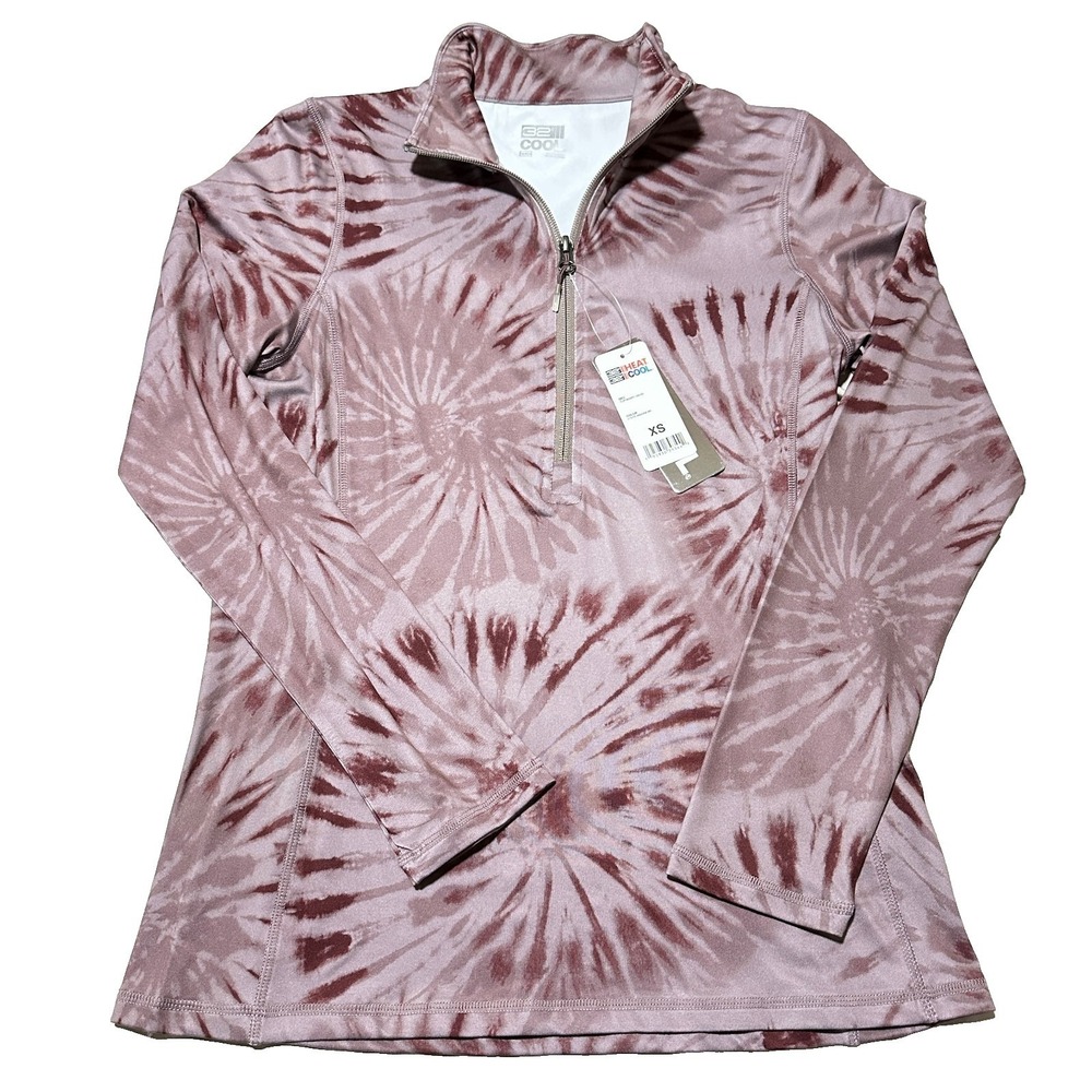 32 Degrees Cool Womens XS Quarter Zip Tie Dye Sunburst Long Sleeve Pullover Top
